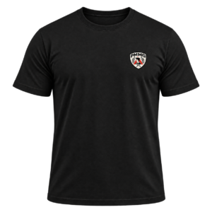 CAMISETA PRETA GOLA OLÍMPICA